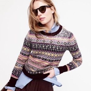 J. Crew Multicolor Patterned Crew Neck Sweater